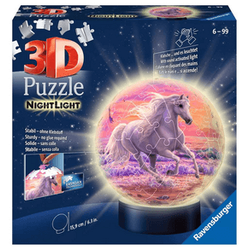 Puzzle - Pferde am Strand, Nachtlicht Puzzleball - 3D - 72 Teile