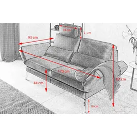 KAWOLA Sofa HURRICANE 2-Sitzer Leder