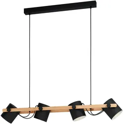Eglo 4er-Pendelleuchte »Hornwood« - 110x18x110cm - schwarz - Holz / Stahl / Stahl
