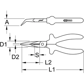 KS Tools BERYLLIUMplus Telefonzange gewinkelt 180 mm