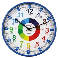 Kiddus Lernuhr Wanduhr Kinder 30cm, Pädagogische Uhr für Jungen & Mädchen, Lautloses Uhrwerk, Zeiger mit Stunde & Minute Beschriftung, Ideal für Schulanfänger - 07 Blau DE 30cm