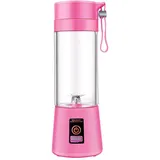 Bekasa Tragbarer Mixer Smoothie Maker, 23 x 8cm Smoothie Maker to Go mit 6 Klingen, Wiederaufladbarer Tragbarer Mixer fur Home Office Reisen und Im Freien (Pink)