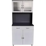 Hti-Living Küchenbuffet mit Glasteil  Grau/Weiß