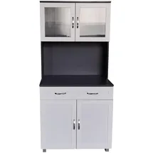 Hti-Living Küchenbuffet mit Glasteil  Grau/Weiß