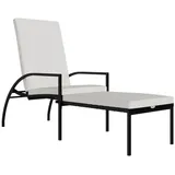 vidaXL Sonnenliege mit Fußhocker PE-Rattan Schwarz