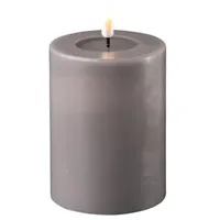 Deluxe Homeart LED Stumpenkerze 10 cm grau