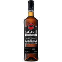 BACARDÍ Carta Negra Superior Black Rum, legendärer dunkler Karibik-Rum, perfekt für tropische Cocktails, 37,5% Vol., 70 cl/700 ml