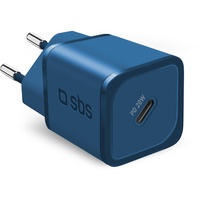 SBS 20-W-GaN-Power Delivery-Ultra-Schnellladegerät (20 W, Power Delivery), USB Ladegerät für Mobilgeräte Kopfhörer, Tragbarer Lautsprecher, Smartphone, Smartwatch, Tablet Blau