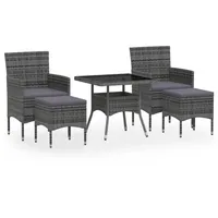 vidaXL 5-tlg Garten-Essgruppe Poly Rattan und Hartglas Grau Modell 1