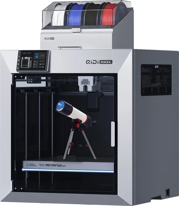 QIDI Max4 Combo 3D-Drucker, großes Baufeld 390 × 390 × 340 mm, beheizte Kammer 65 °C, FDM-3D-Drucker, Hochgeschwindigkeit bis zu 800 mm/s, unterstützt bis zu 16 Farben/Mehrere Materialien mit Qidi Box, automatische Bettenabgleichung