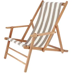Jan Kurtz - Maxx Deckchair Teakholz, Bezug Designers Guild Streifen taupe