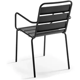 Oviala Tisch 60x60 cm dunkle Eiche und 4 Stühle aus grauem Metall