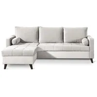 Best Möbel POLAR - Ecksofa beidseitig montierbar mit Schlaffunktion - aus Samt in skandinavischem Design - 4 Sitze , Beige - Beige