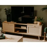 furn.design Niran TV-Lowboard 150 x 52 x 40 cm Beige Kunststoff/Massivholz