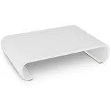 Navaris Bildschirm Holzständer TV Ständer - Computer Tisch Schreibtisch Monitorständer Bank - Schreibtischaufsatz aus Eichenholz in Weiß