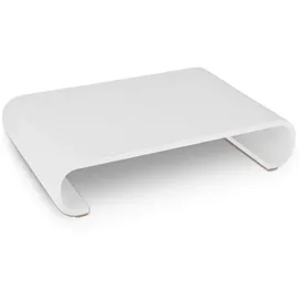 Navaris Bildschirm Holzständer TV Ständer - Computer Tisch Schreibtisch Monitorständer Bank - Schreibtischaufsatz aus Eichenholz in Weiß