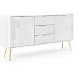 Deine Möbel 24 Kommode 168 x 87 x 39 cm Weiß / Schwarz / Beige / Gold