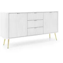 Deine Möbel 24 Kommode 168 x 87 x 39 cm Weiß / Schwarz / Beige / Gold