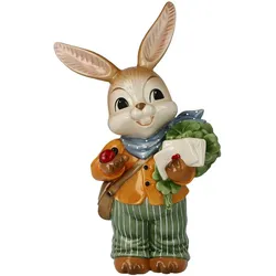 Osterhase GOEBEL "Figur Hase - Mit guten Wünschen", bunt, B:15cm H:24cm T:10cm, Steingut, Dekofiguren, Osterfigur, Dekofigur, Ostern, Osterdekoration