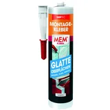 mem Montage-Kleber Glatte Oberflächen, Innen- und Außenbereich, Wasser- und UV-beständig, Lösemittelfrei, Korrigierbar und hochflexibel, 390 g-Kartusche, Hellgrau