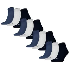 Puma Quartersocken 12er Pack Blau/Grau 35-38