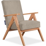Konsimo Naset Vintage Sessel gepolstert Echt-Holz-Rahmen, dunkelbeige - Konsimo