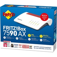 AVM FRITZ!Box 7590 AX mit Integriertes Modem (OHNE ISDN-Anschluss) WLAN-Router rot