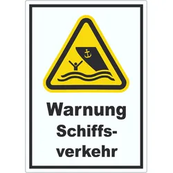 Aufkleber Warnung Schiffsverkehr A8 (52x74mm)