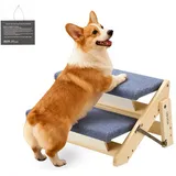 VEVOR Hundetreppe 370x470x260mm Hautiertreppe 2-stufig Holztreppe Hunde bis 50kg