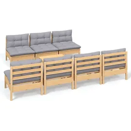 vidaXL Garten-Lounge-Set 8-tlg. grau Kiefernholz