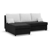 Mebligo Ecksofa, Schwarz, Weiß, Textil, 3-Sitzer, L-Form, 201x135 cm, Wohnzimmer, Sofas & Couches, Wohnlandschaften, Ecksofas