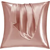 Kissenbezug Satin 2er Set 80x80 Zip Seide Curly Haar 80x80cm Rose Gold