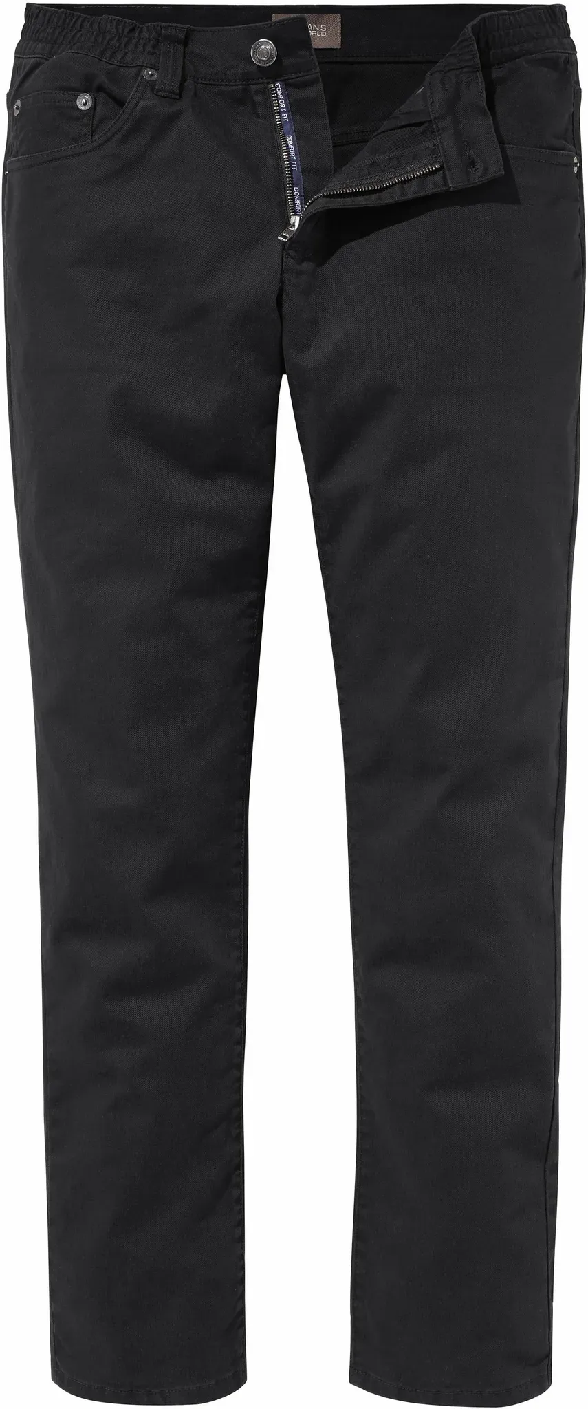 Dehnbund-Hose MAN'S WORLD, Herren, Gr. 26, U + N + S Gr, schwarz, Obermaterial: 98% Baumwolle, 2% Elasthan, unifarben, bequem lang, Hosen, Stretch - bequem mit seitlichem Gummizug, Topseller