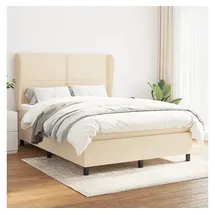 vidaXL Boxspringbett mit Matratze Creme 140x200 cm Stoff