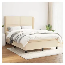 vidaXL Boxspringbett mit Matratze Creme 140x200 cm Stoff