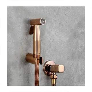 YJYKXP Bidet-Wasserhahn, einzelne Kalt-Toiletten-Bidet-Sprayer Douche-Kit, Rosengold-Hand-Duschhahn Edelstahl Shattaf Kupfer Ventil Jet Set,A Set