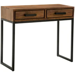 KADIMA DESIGN Konsolentisch Sheesham Massivholz / Metall 90x76x36 cm Flurtisch, Anrichte Wohnzimmertisch Schmal, Design Schreibtisch