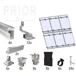 Prior PV Schrägdach-Montageset 2x3 Solarmodule