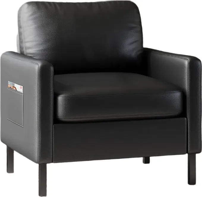 GRAVFORCE Ohrensessel Klein Kunstleder Sessel Wohnzimmer Schlafzimmer Bequemer TV-Sessel Schwarz