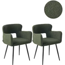 Beliani Esszimmerstuhl Sanilac Bouclé Dunkelgrün 2er Set