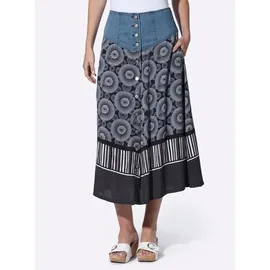 Heine A-Linien-Rock Damen Bedruckt Marine/Ecru 34