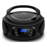 Cyberlux CL-600 tragbarer CD-Player (CD, Kinder CD Player tragbar, Boombox, Musikbox, FM Radio mit MP3 USB) schwarz