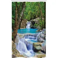 ABAKUHAUS Duschvorhang Felsen in See mit Wasserfall 120 x