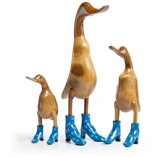 DomDeco Dekofigur Handgefertigte Deko-Figur aus Holz "Ente mit Absatz" blau 42 cm