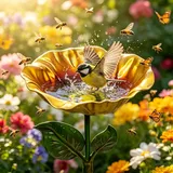 Metall Gartenstecker Vogeltränke Winterfest Bienentränke Insektentränke Balkon Vogeltränke Balkongeländer Vog-eltränke Blume Blumen Gartenstecker Vogelträ-nke Balkon Outdoor Deko(B)