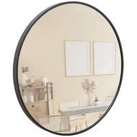 Terra Home Wandspiegel - Rund, 60x60 cm, Schwarz, Modern, Metallrahmen Spiegel - für Flur, Wohnzimmer, Bad oder Garderobe