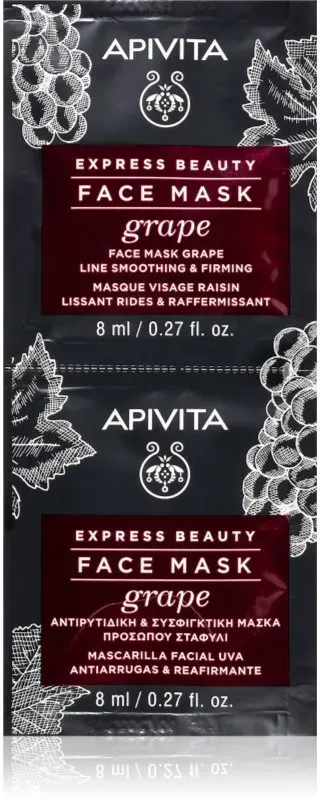 Apivita Express Beauty Firming Face Mask Grape festigende Maske gegen Falten für das Gesicht 2x8 ml