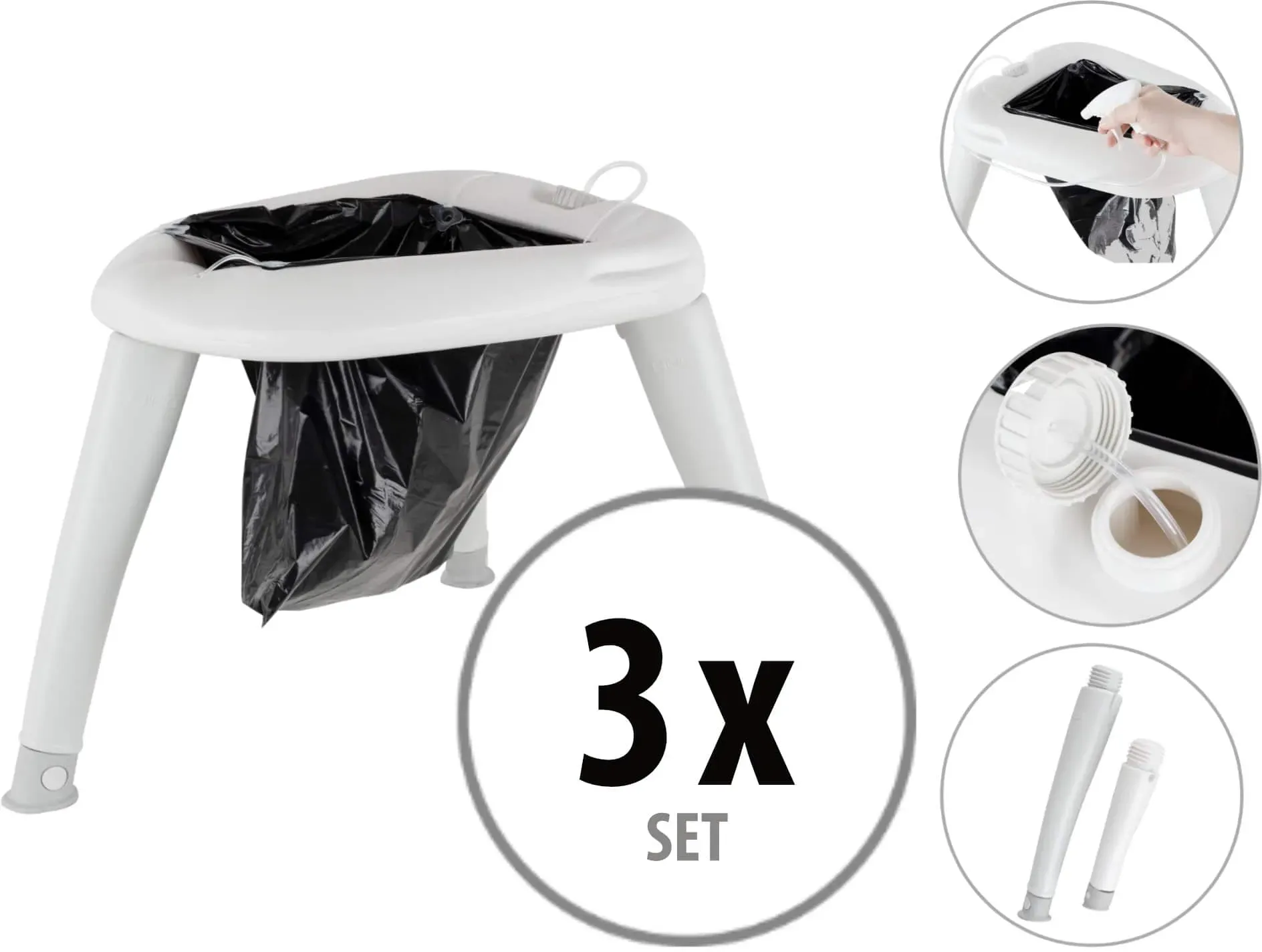 Stagecaptain Quixie-2842 Camping- und Festival-Toilette 3x Set