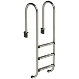 HAF Poolleiter Ideal Tiefbeckenleiter 3-stufig Eng V2A Poolleiter Schwimmbadleiter (Für Einbaubecken ohne Überlaufrinne, Poolleiter aus hochwertigem V2A Edelstahl), Mit rutschfesten Edelstahlstufen 3-stufig eng