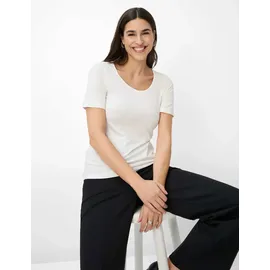 Brax Kurzarmshirt "Style CORA", Damen, Gr. 46, weiß (sanftes weiß), 47% Baumwolle, 47% Modal, 6% Elasthan, Rundhals, Shirts